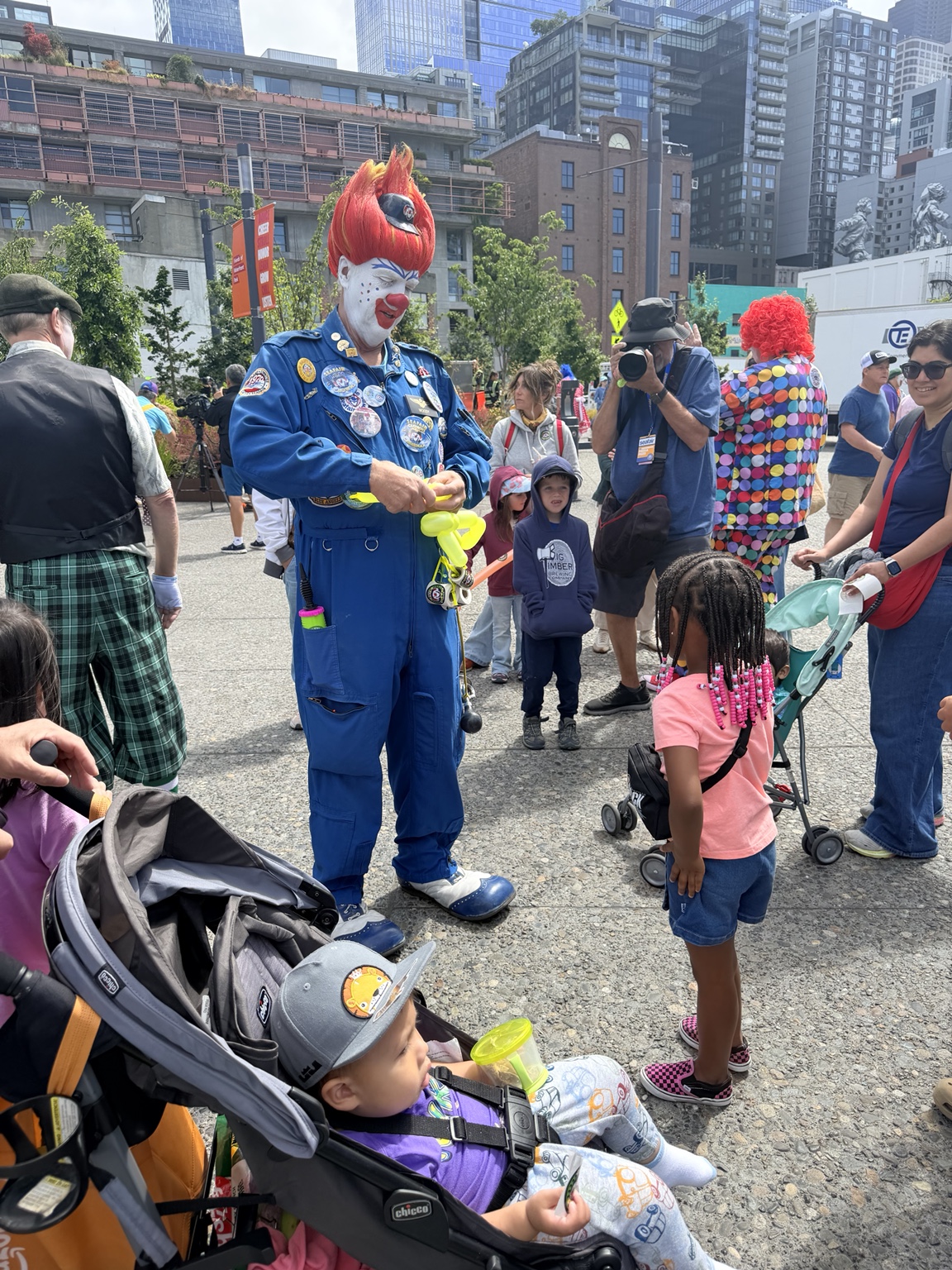Young children and families at a community event
