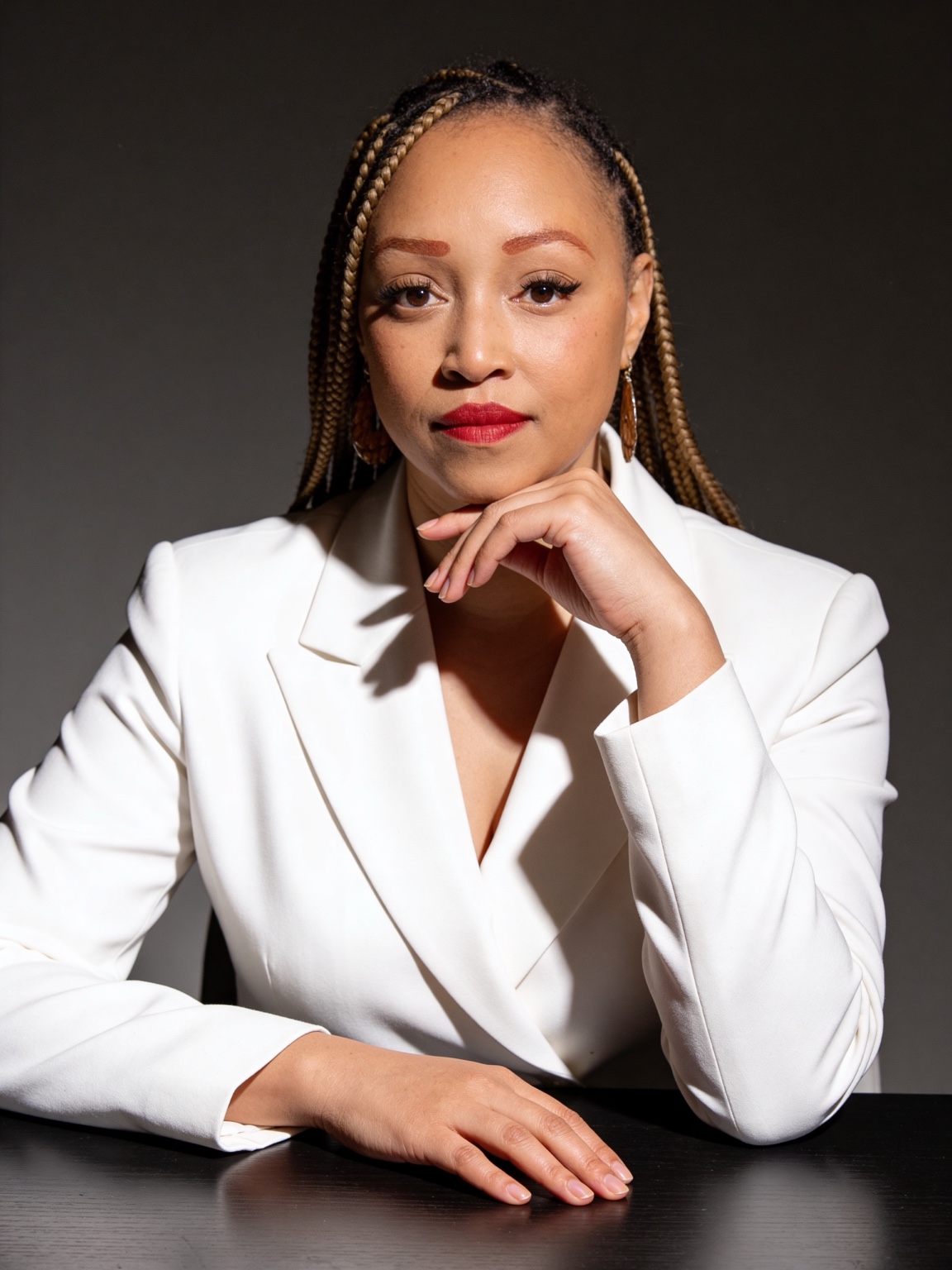 Marquita Jones wearing a white blazer