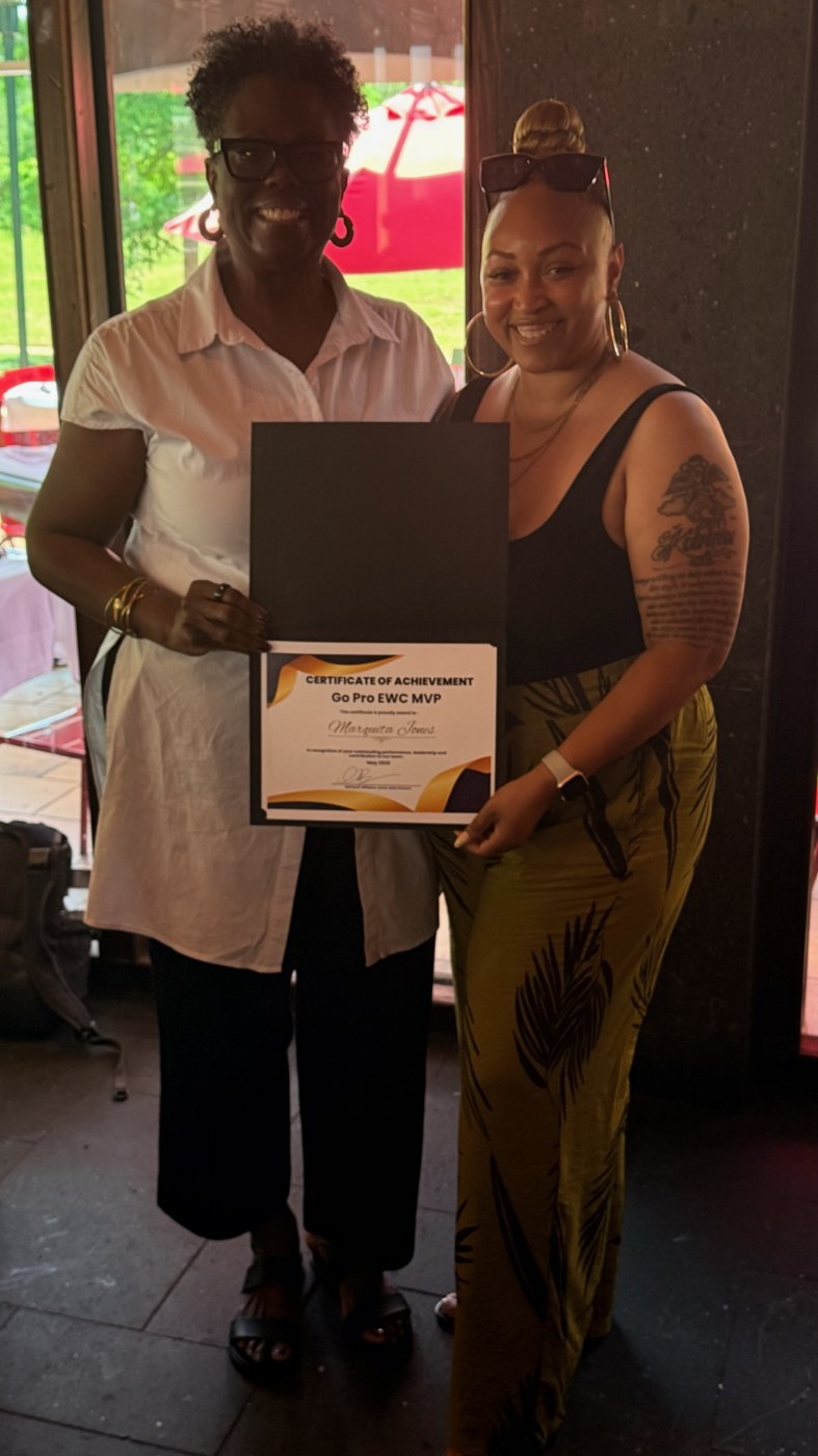 Marquita at a professional milestone